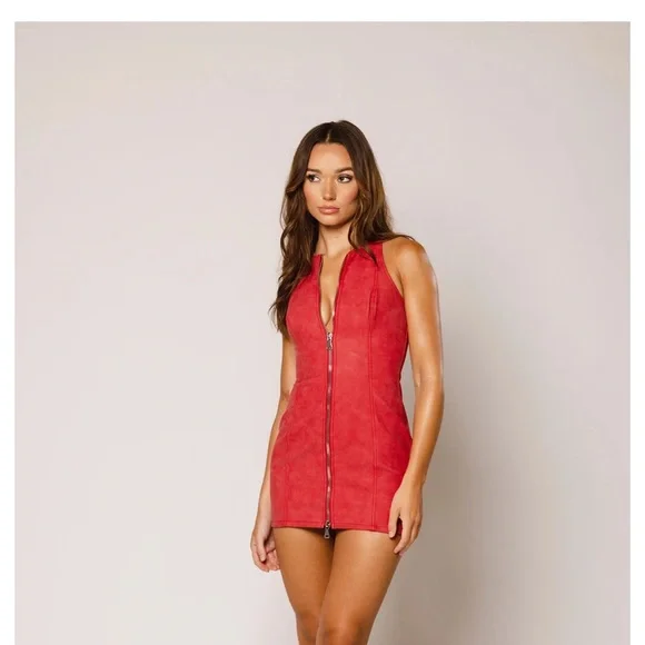 REVICE Red Halter Bodycon Mini Dress - Picture 2 of 7